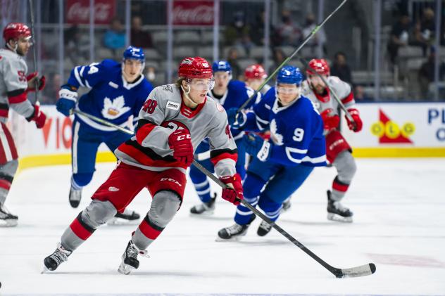 Grand Rapids Griffins left wing Jonatan Berggren vs. the Toronto Marlies