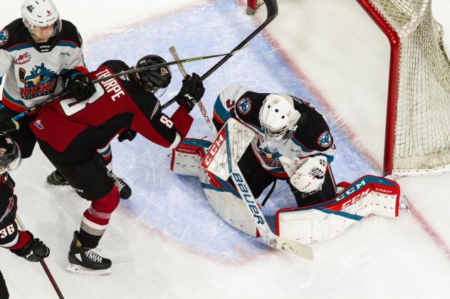 Vancouver Giants centre Ty Thorpe against the Kelowna Rockets