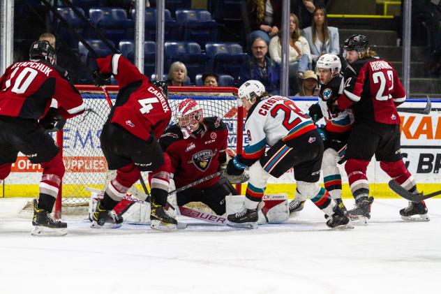 Kelowna Rockets left wing Andrew Cristall vs. the Vancouver Giants