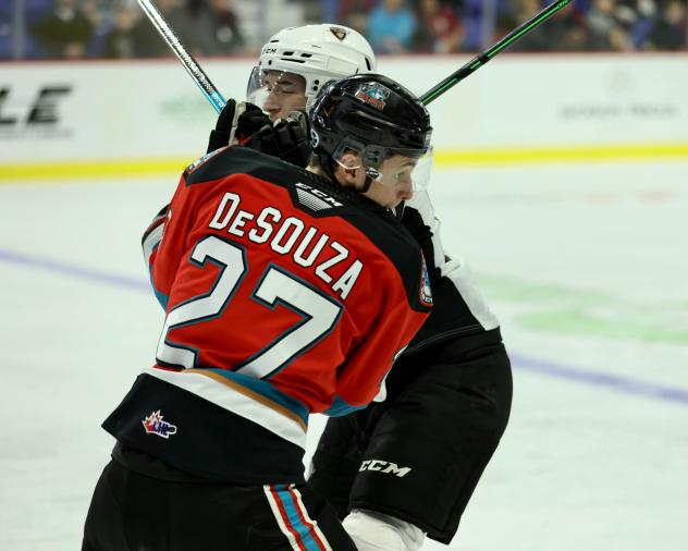 Kelowna Rockets defenceman Jackson DeSouza vs. the Vancouver Giants