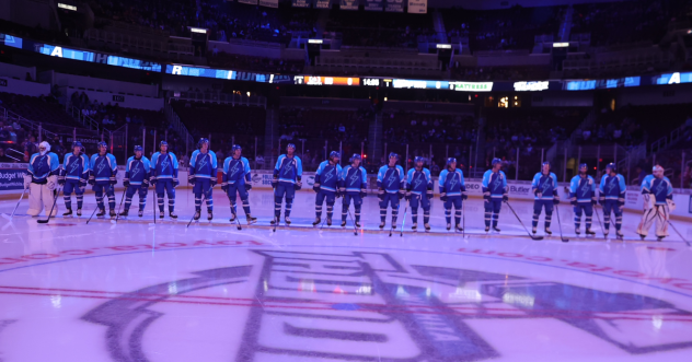 Wichita Thunder line up for the season finale