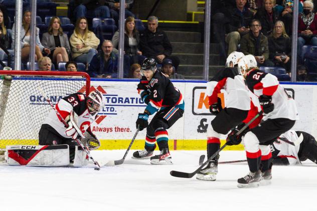 Prince George Cougars goaltender Ty Young vs. the Kelowna Rockets