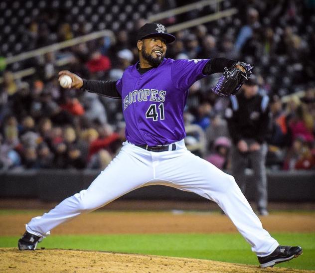 Pitcher Nelson Gonzalez with the Albuquerque Isotopes