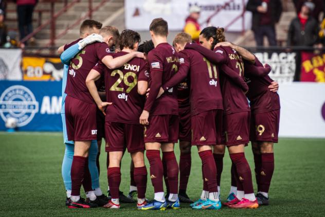 Detroit City FC huddle