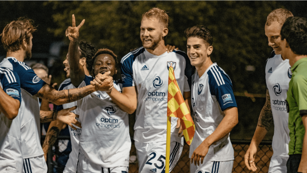 South Georgia Tormenta FC celebrates after a goal against the Birmingham Legion in the U.S Open Cup
