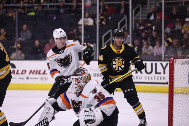 Lehigh Valley Phantoms goaltender Pat Nagle vs. the Providence Bruins