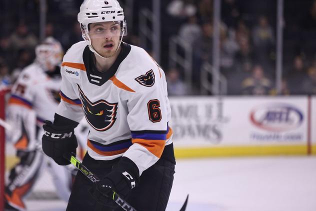 Lehigh Valley Phantoms defenseman Linus Hogberg vs. the Providence Bruins