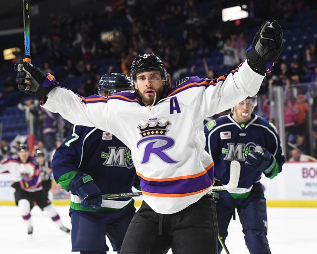 Reading Royals react after a goal against the Maine Mariners