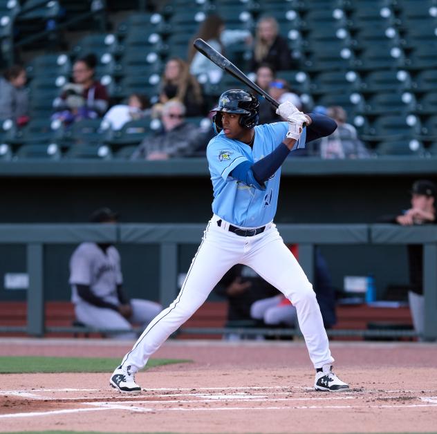 Erick PeÃ±a at bat for the Columbia Fireflies