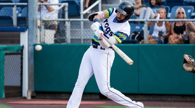 Dariel Gomez at bat for the Everett AquaSox