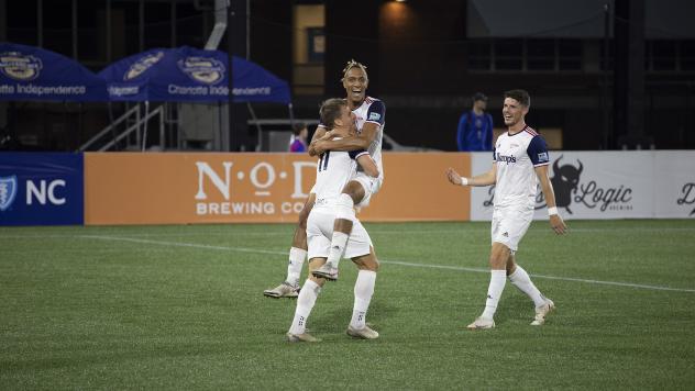 Richmond Kickers react after a goal against Charlotte Independence