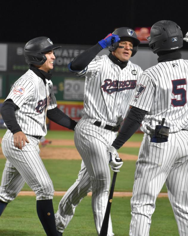 Derek Dietrich of the Somerset Patriots rounds the bases following his grand slam