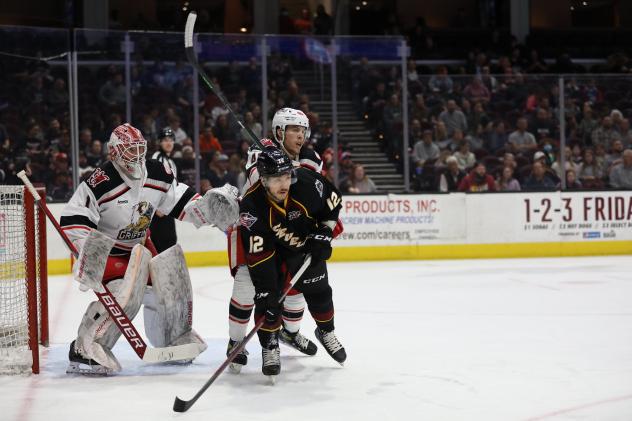 Grand Rapids Griffins goaltender Victor Brattstrom vs. the Cleveland Monsters