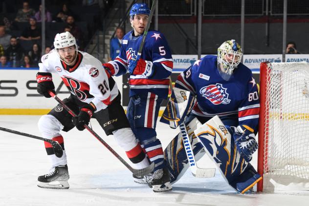Belleville Senators left wing Matthew Wedman vs. the Rochester Americans