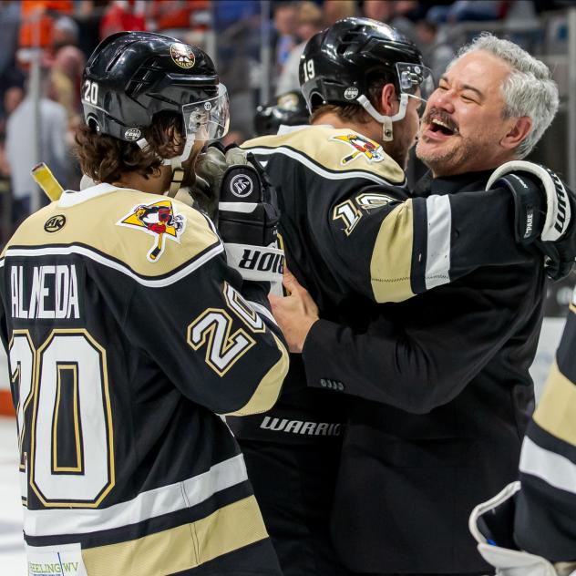 Wheeling Nailers celebrate their Game Seven win over the Fort Wayne Komets
