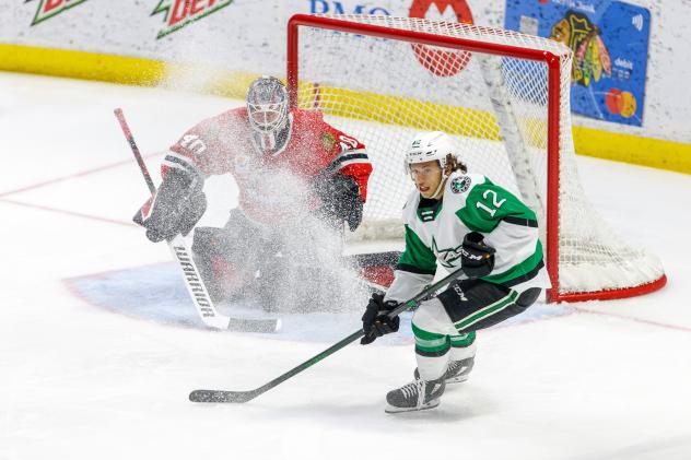 Texas Stars center Riley Damiani vs. the Rockford IceHogs