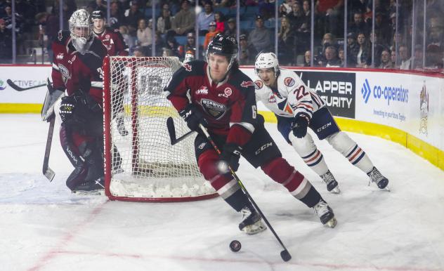 Vancouver Giants defenceman Evan Toth vs. the Kamloops Blazers