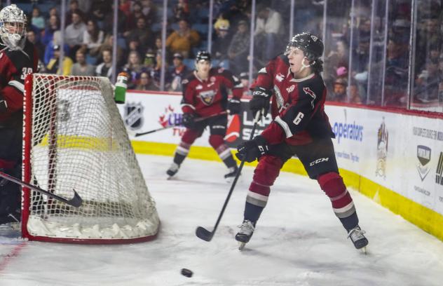 Vancouver Giants defenceman Evan Toth vs. the Kamloops Blazers