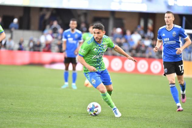 Seattle Sounders FC in action against the San Jose Earthquakes