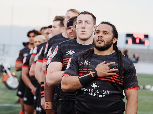 Utah Warriors Line up for the National Anthem