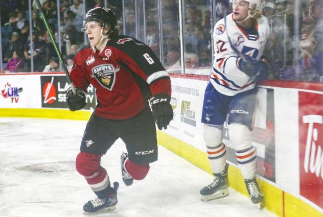 Vancouver defenceman Evan Toth vs. the Kamloops Blazers