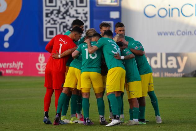 Oakland Roots huddle against Las Vegas Lights FC