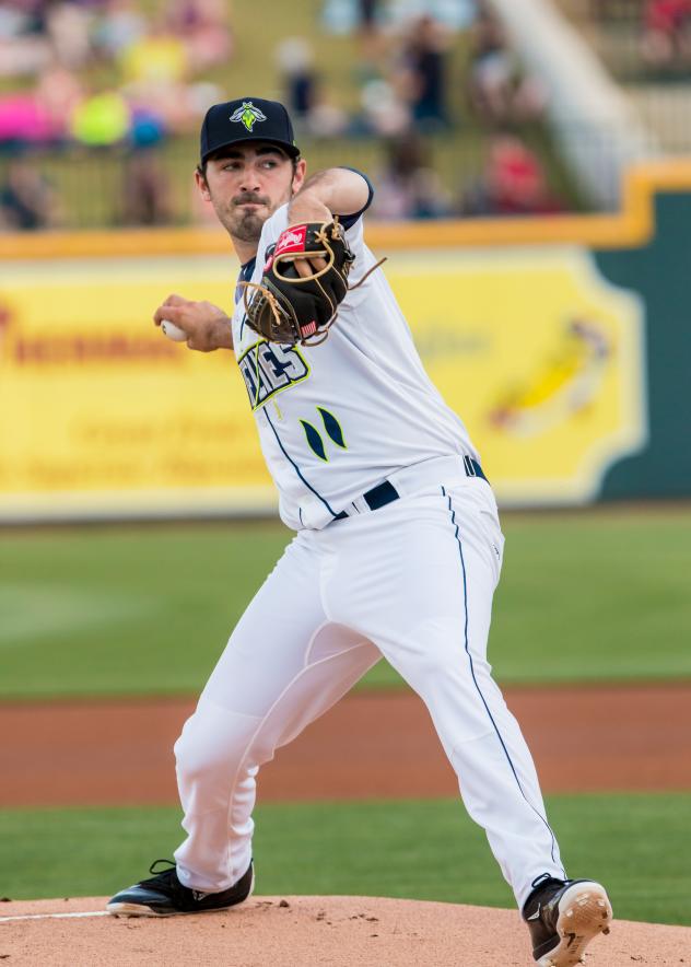 Colin Holderman pitching for the Columbia Fireflies