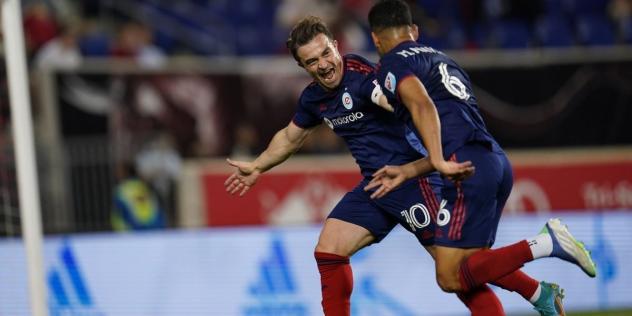 Chicago Fire FC react after a goal against the New York Red Bulls