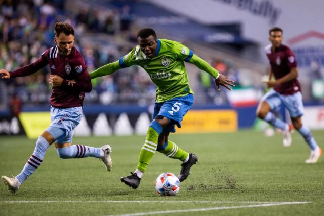 Seattle Sounders FC defender Nouhou vs. the Colorado Rapids