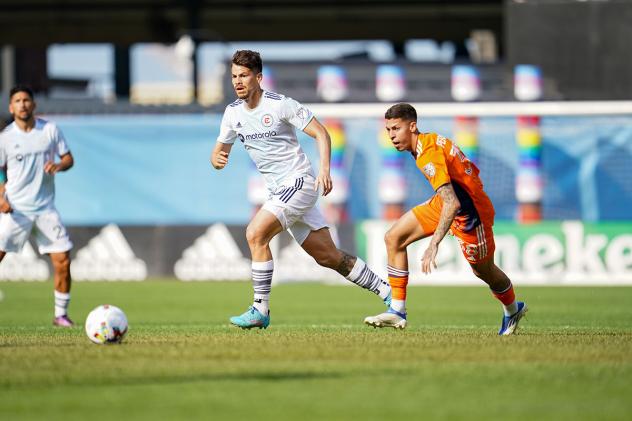 Chicago Fire FC eyes the ball vs. New York City FC