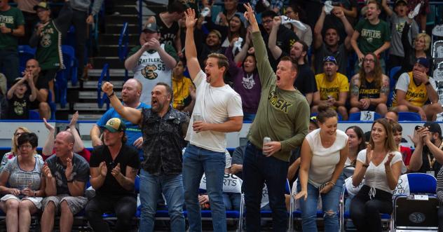 Saskatchewan Rattlers fans cheer on the team