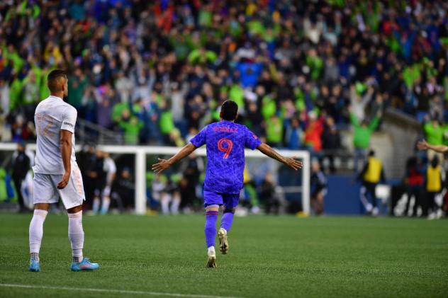 Seattle Sounders FC forward Raúl Ruidíaz against Charlotte FC
