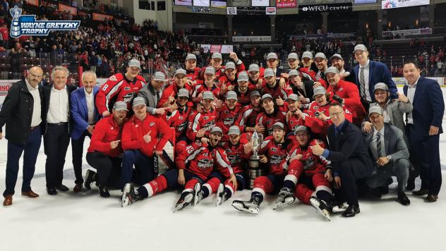 Windsor Spitfires celebrate the 2022 OHL Western Conference championship