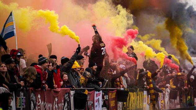 Detroit City FC fans cheer on their team