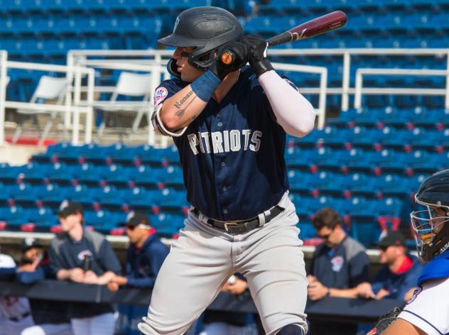 Elijah Dunham at bat for the Somerset Patriots