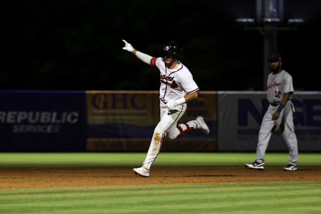 Bryson Horne of the Rome Braves rounds the bases