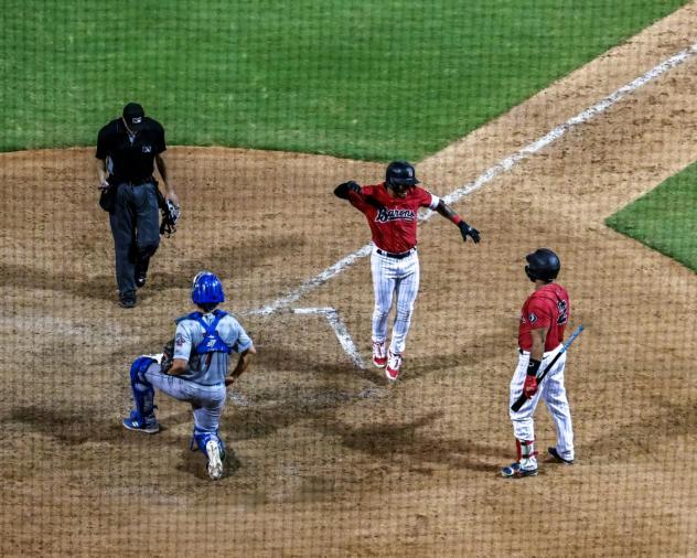 Birmingham Barons react after plating a run