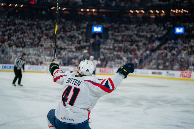 Will Bitten celebrates one of his goals for the Springfield Thunderbirds