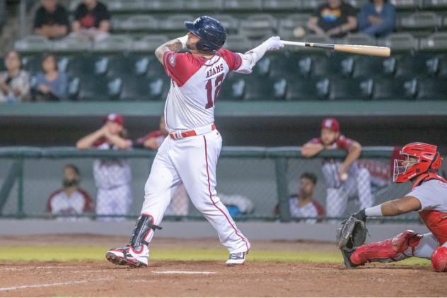 Matt Adams hits one of his two home runs for the Kansas City Monarchs