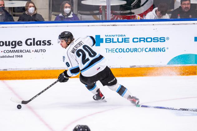 Forward Chase Wheatcroft skating with the Winnipeg ICE