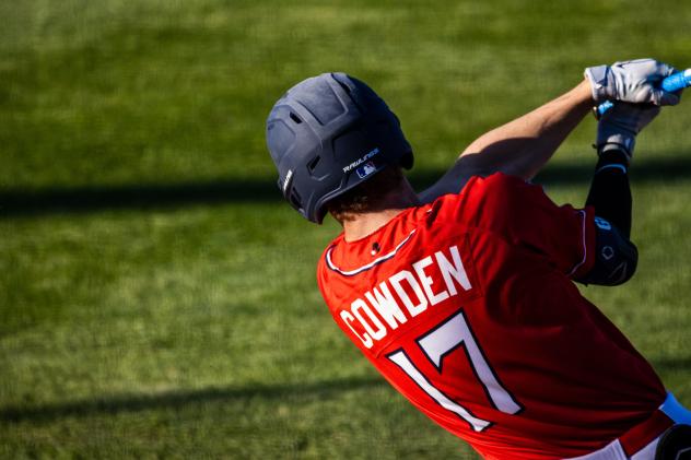 Josh Cowden swings away for the St. Cloud Rox
