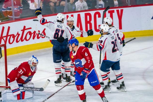 James Neal of the Springfield Thunderbirds reacts after his overtime goal