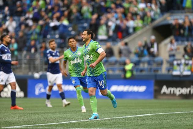 Seattle Sounders FC midfielder Nicolás Lodeiro vs. the Vancouver Whitecaps