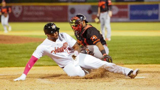Tri-City ValleyCats outfielder Willy Garcia slides home