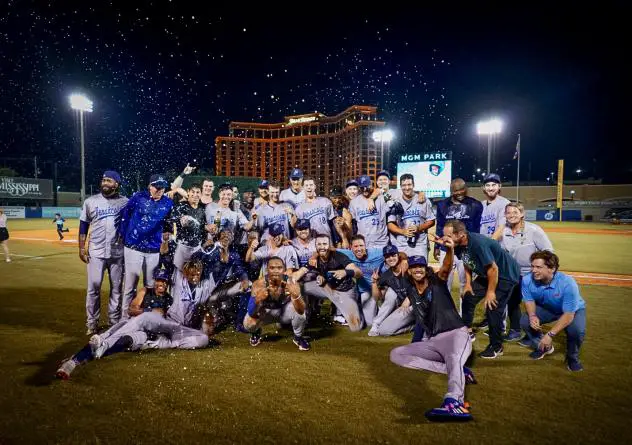 Pensacola Blue Wahoos celebrate the First Half Southern League Title