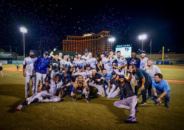 Pensacola Blue Wahoos celebrate the First Half Southern League Title