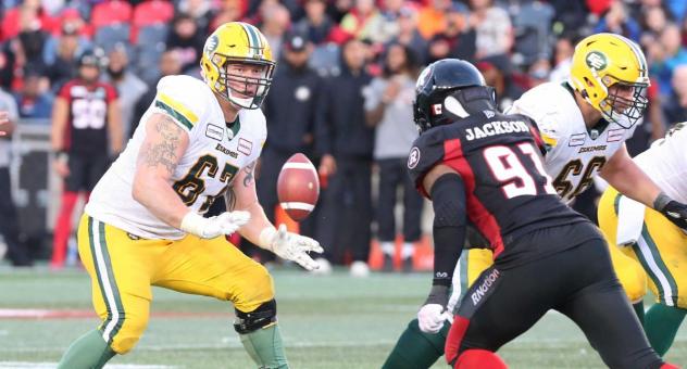 Offensive Lineman Colin Kelly with the Edmonton Elks