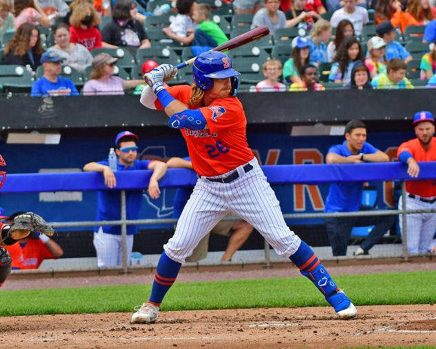 Nick Meyer at bat for the Syracuse Mets