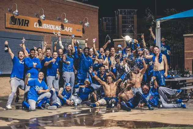 Tulsa Drillers celebrate a First-Half Championship