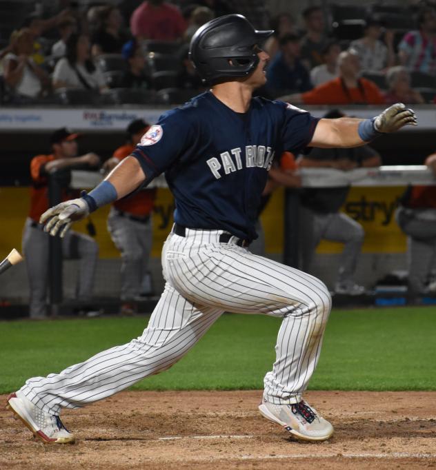 Somerset Patriots' Mickey Gasper delivers a home run